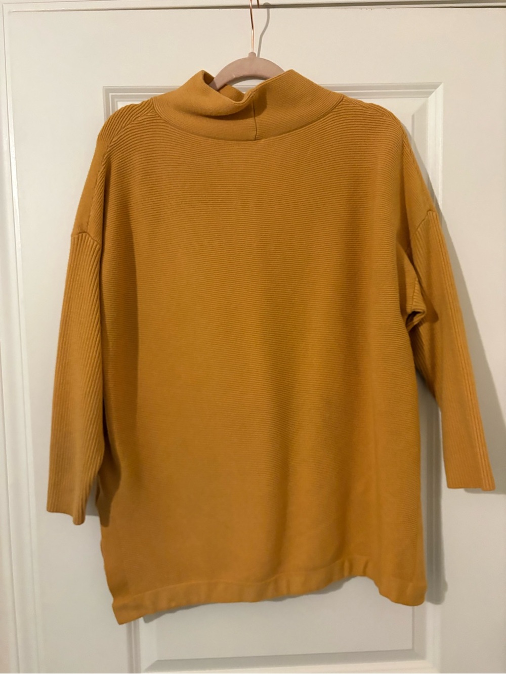 Cowl Neck Knit Sweater in Mustard
